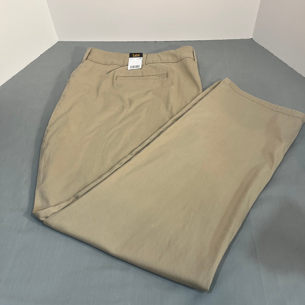 Lee Pants Womens 28W Tan Relaxed Fit Straight Leg Mid Rise Effortless Khakis